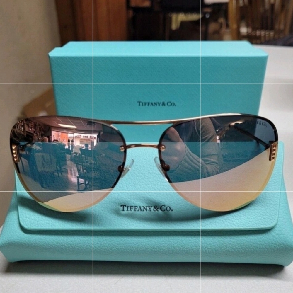 SOLD - NWT Tiffany & Co. TF 3066 Rubedo Sunglasses, Grey Mirror Lens, Rose Gold